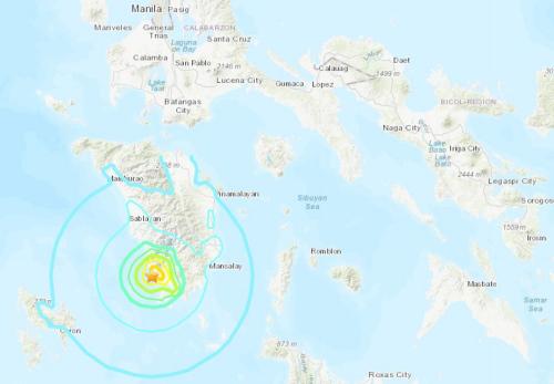 菲律賓民都洛島附近海域發(fā)生5.7級地震